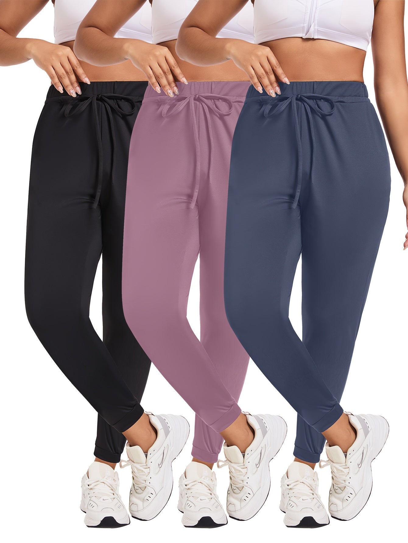 Women's Large Yoga Leggings Set 3 Piece Casual Drawstring Sports Easy Wear