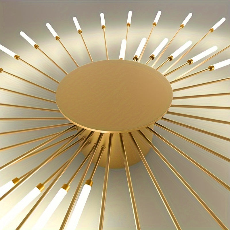 LED Ceiling Light with Warm White Glow Polished Metal and Acrylic Shade for Living Room Bedroom Dining Area