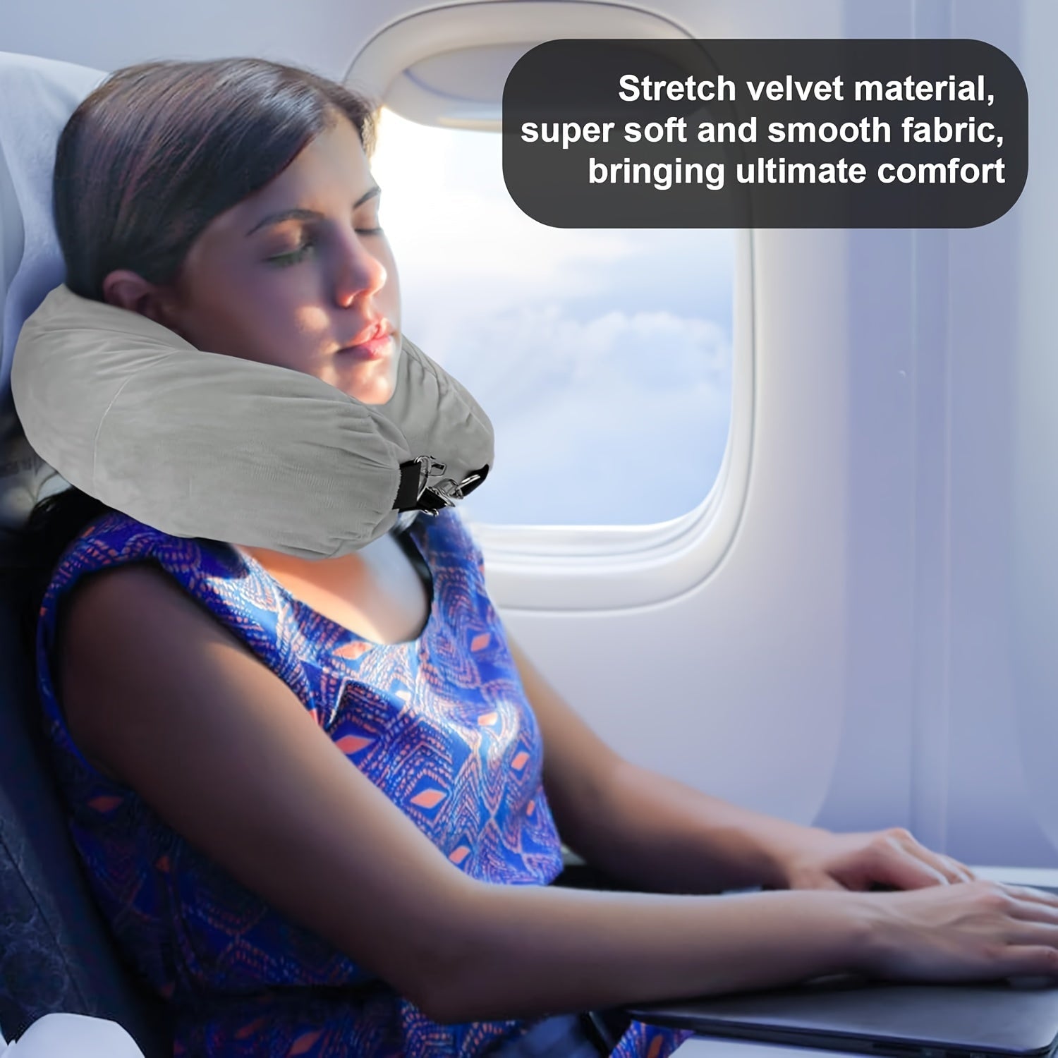 Stretch Velvet Travel Neck Pillow for Comfort and Support in Travel and Home