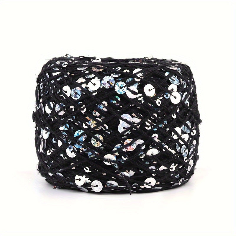 Sequin Cotton Yarn for Hand Knitting and Crocheting 50g White Red Black Beige