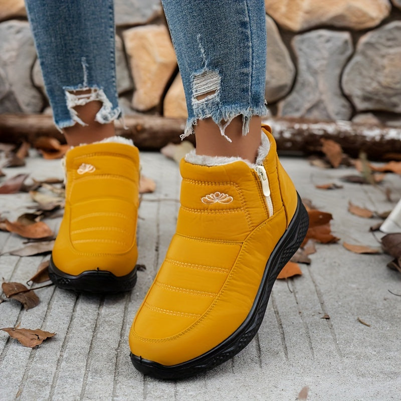 Women's Winter Non-Slip Plush-Lined Short Boots Lightweight Ankle Snow Boots