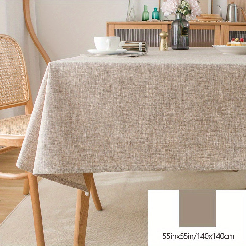 Beige Polyester Rectangular Tablecloth for Picnic and Holiday Gatherings