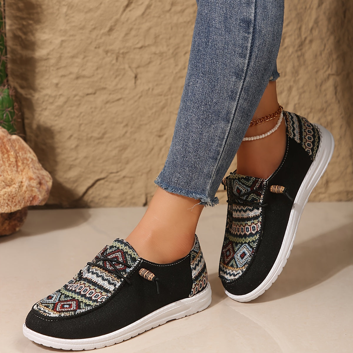 Women's Ethnic Casual Loafers Outdoor Comfortable Oversized Shoes