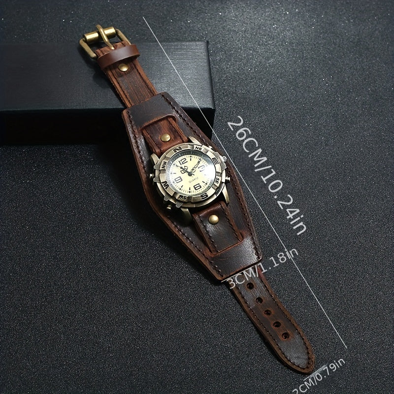 Erkaklar uchun Vintage Retro Keng Charmli Soat, Partiyalar va Kundalik Kiymak uchun Punk Kvarts Qulf Soati, Ideal Otalar Kuni Hediye