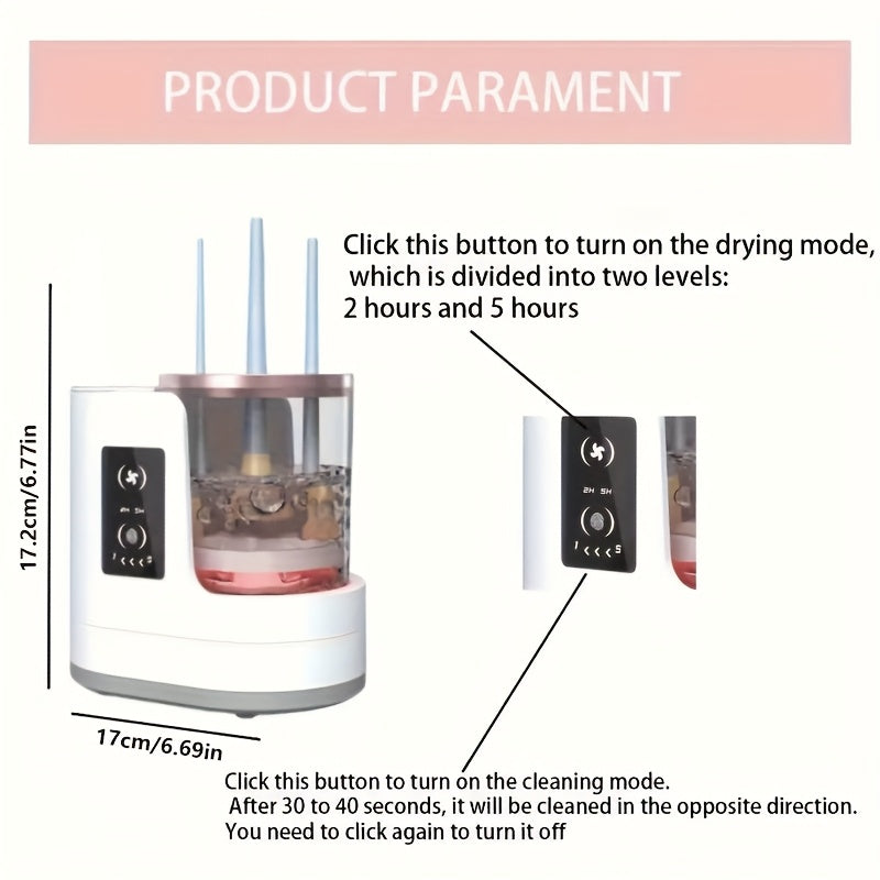 Electric Makeup Brush Cleaner with Quick Drying Timer USB Rechargeable Wet and Dry Separation