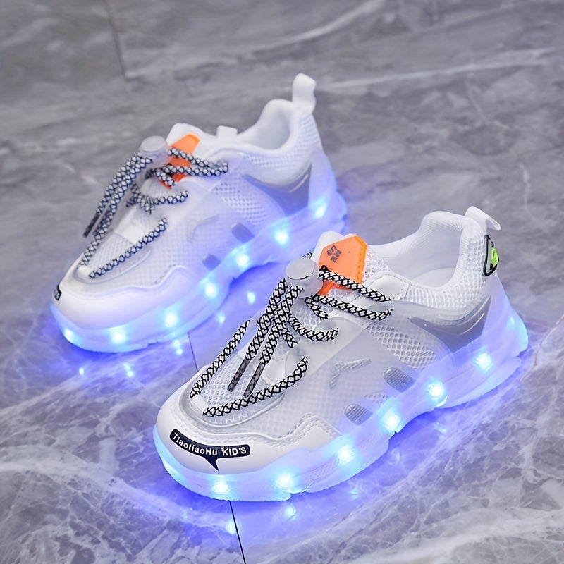 Kids' Light-Up Sneakers Boys Girls Rechargeable Colorful Breathable Mesh Spring Summer