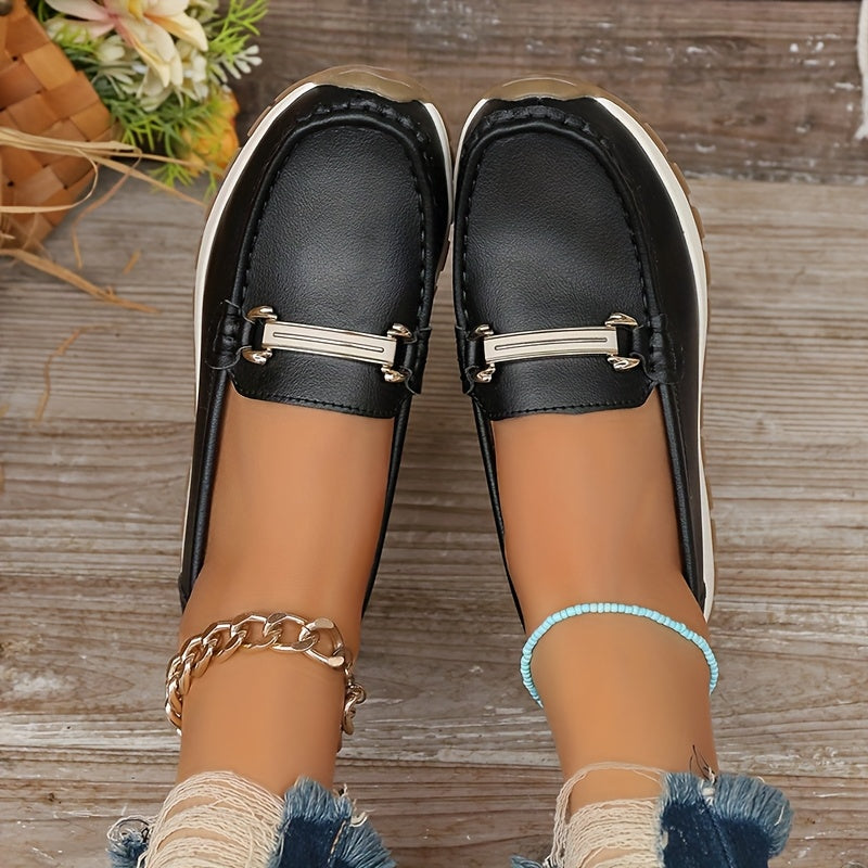 Women's Slip-On Loafers Non-Slip Casual Shoes Round Toe Flats in Navy Black Beige Pink