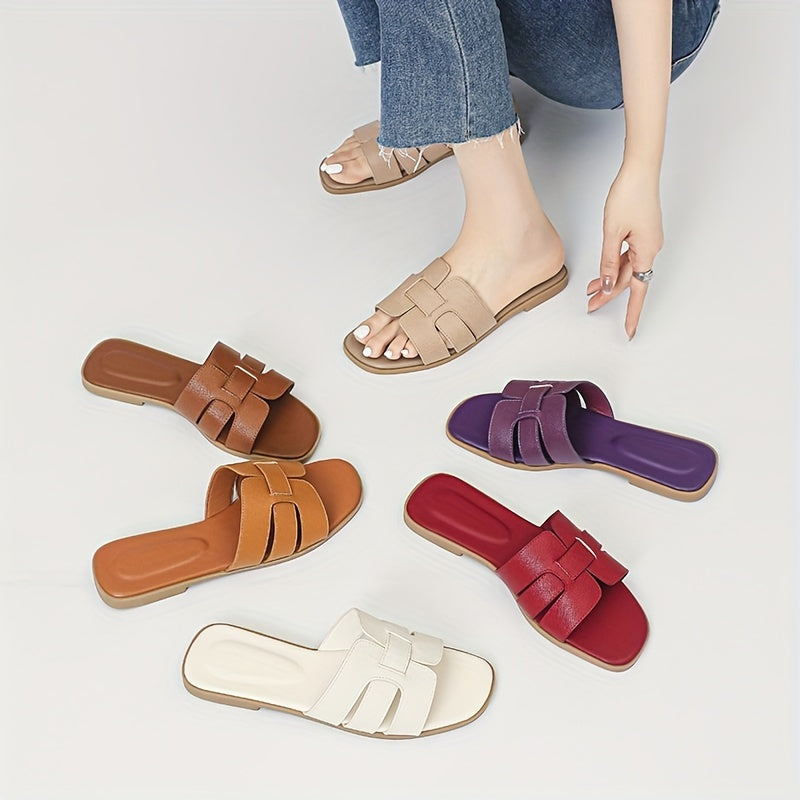 Women Summer Casual Flat Slip-On Sandals Open Toe Rubber Sole