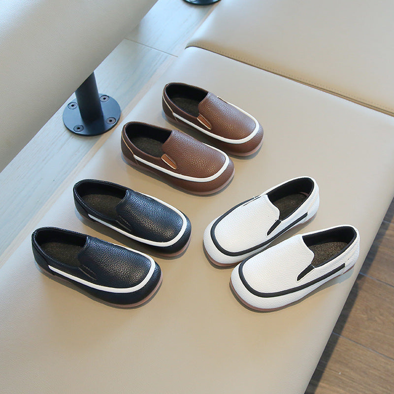 Boys Toddler Slip-On Loafers Rubber Sole PU Material British Style All-Match