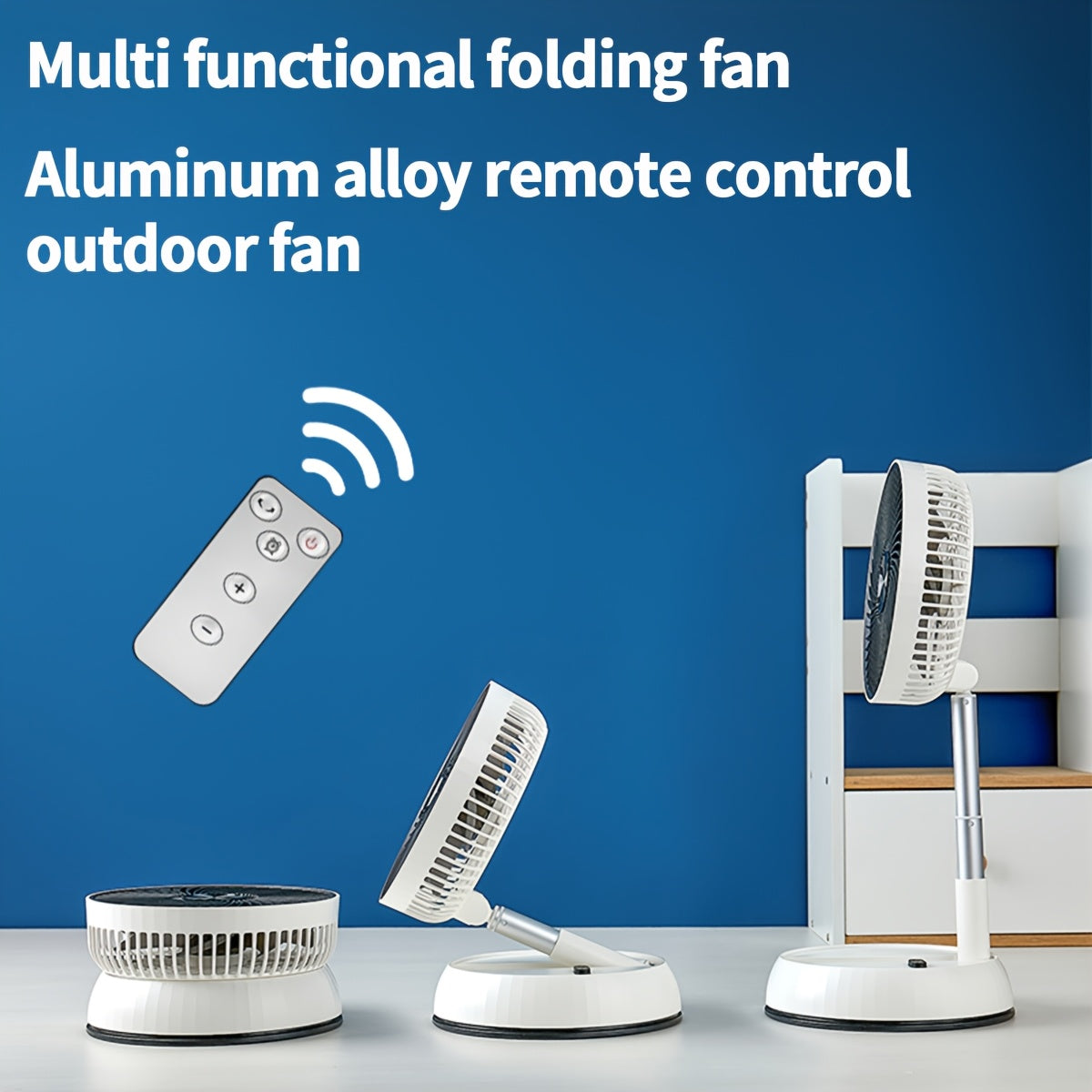 Portable Aluminum Alloy Fan with Remote Control Silent Rechargeable Battery USB and Battery Powered Indoor Outdoor Cooling Telescopic Design