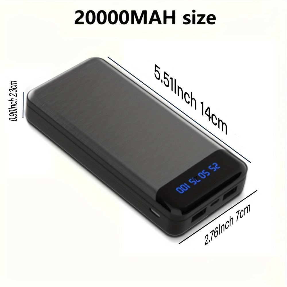 20000mAh Portable Power Bank Fast Charging USB-C USB-A Universal Compatibility Compact Travel Emergency
