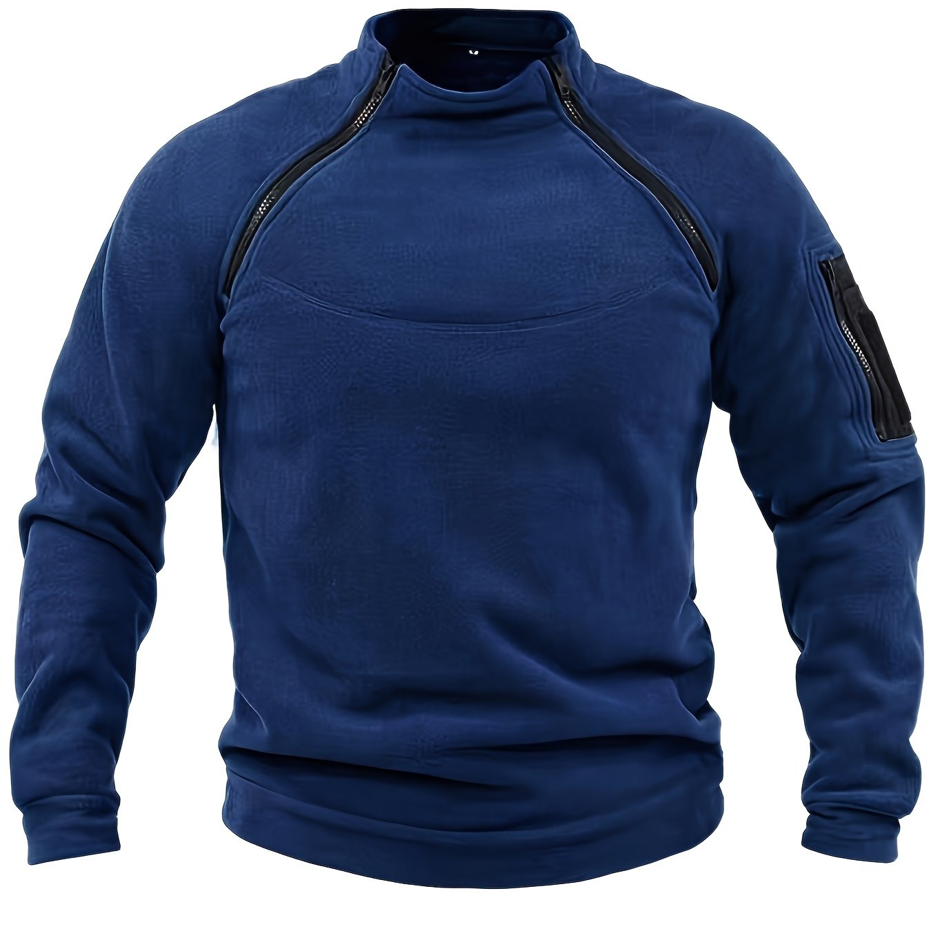 Bej rangli qora aksentli erkaklar taktik flis sviter - Qish/fasl ochiq havoda faoliyatlar uchun iliq, nafas oladigan, mustahkam, fermuarsiz dizayn. Polyesterdan tayyorlangan, mashinada yuvish mumkin.