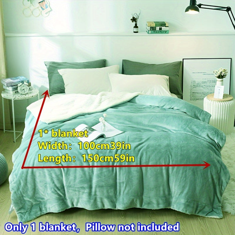 Green Matcha Fleece Blanket Double Layer Soft Throw for Bed or Sofa Water Washed Polyester