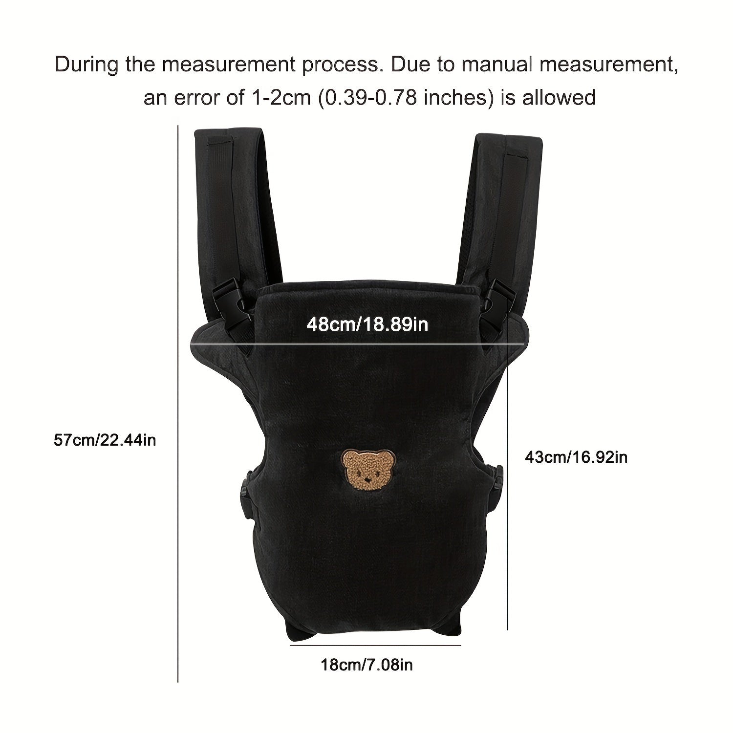 Baby Carrier for Ages 3+ Breathable Polyester Sling with Removable Harness Black Grey