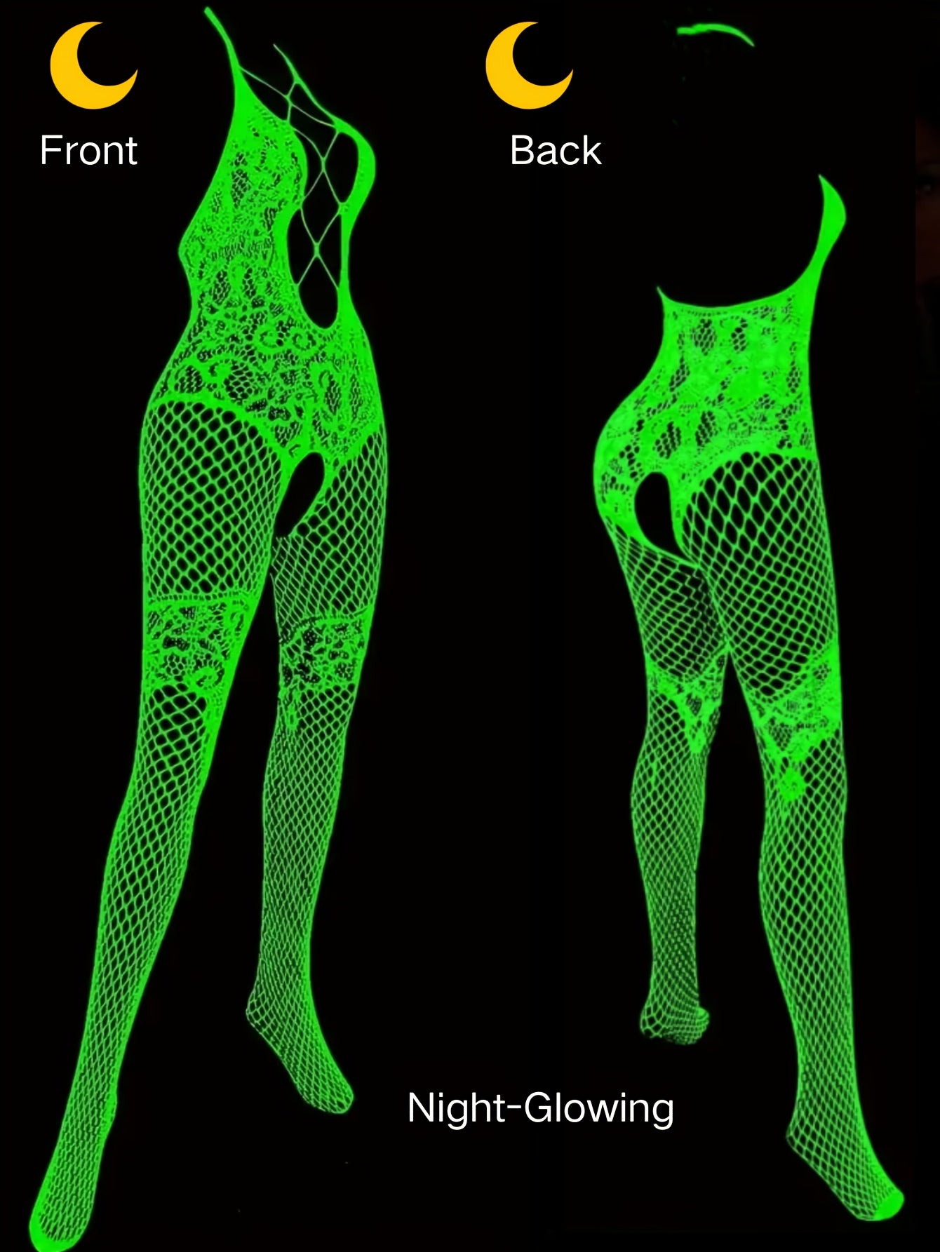 Plus Size Green Fishnet Mesh Open Crotch Bodysuit