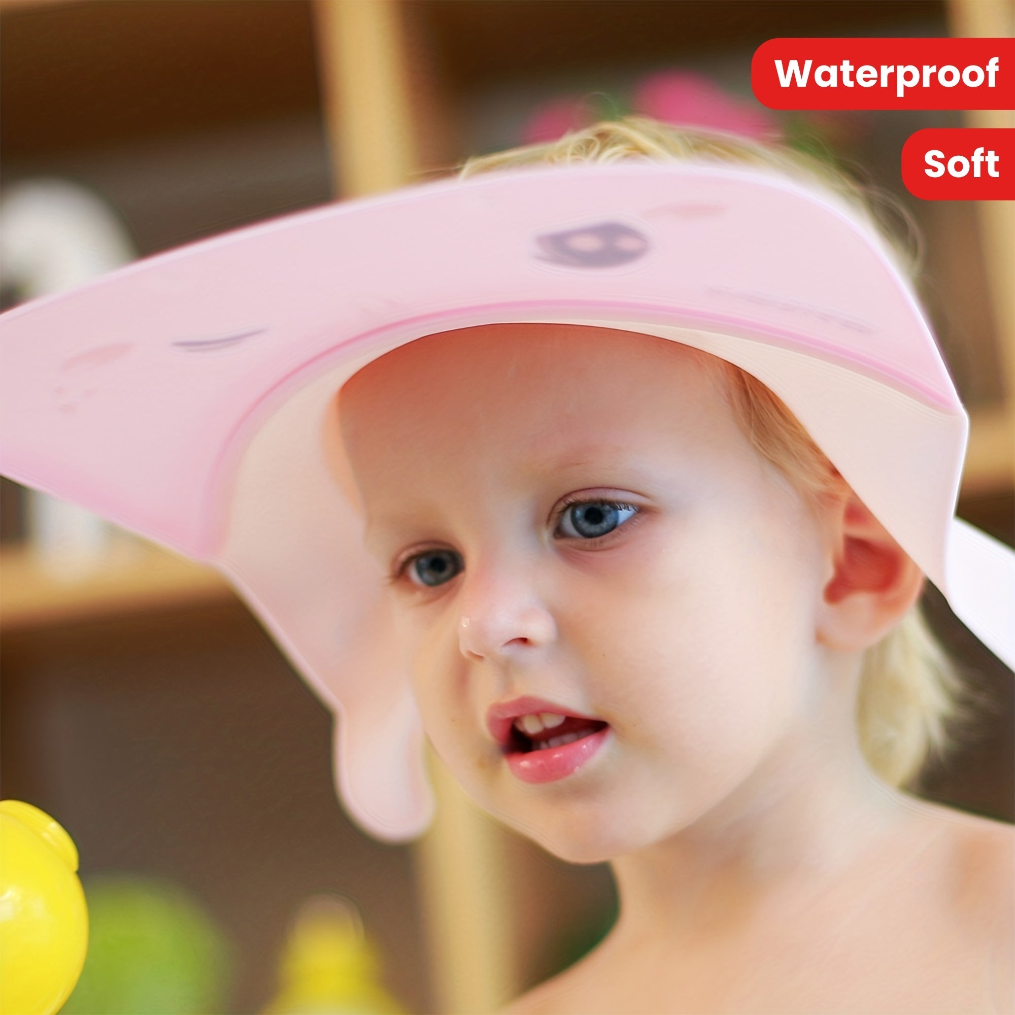 Children's Waterproof Shower Cap for Kids 0-12 Years Adjustable Rubber Ear and Eye Protection