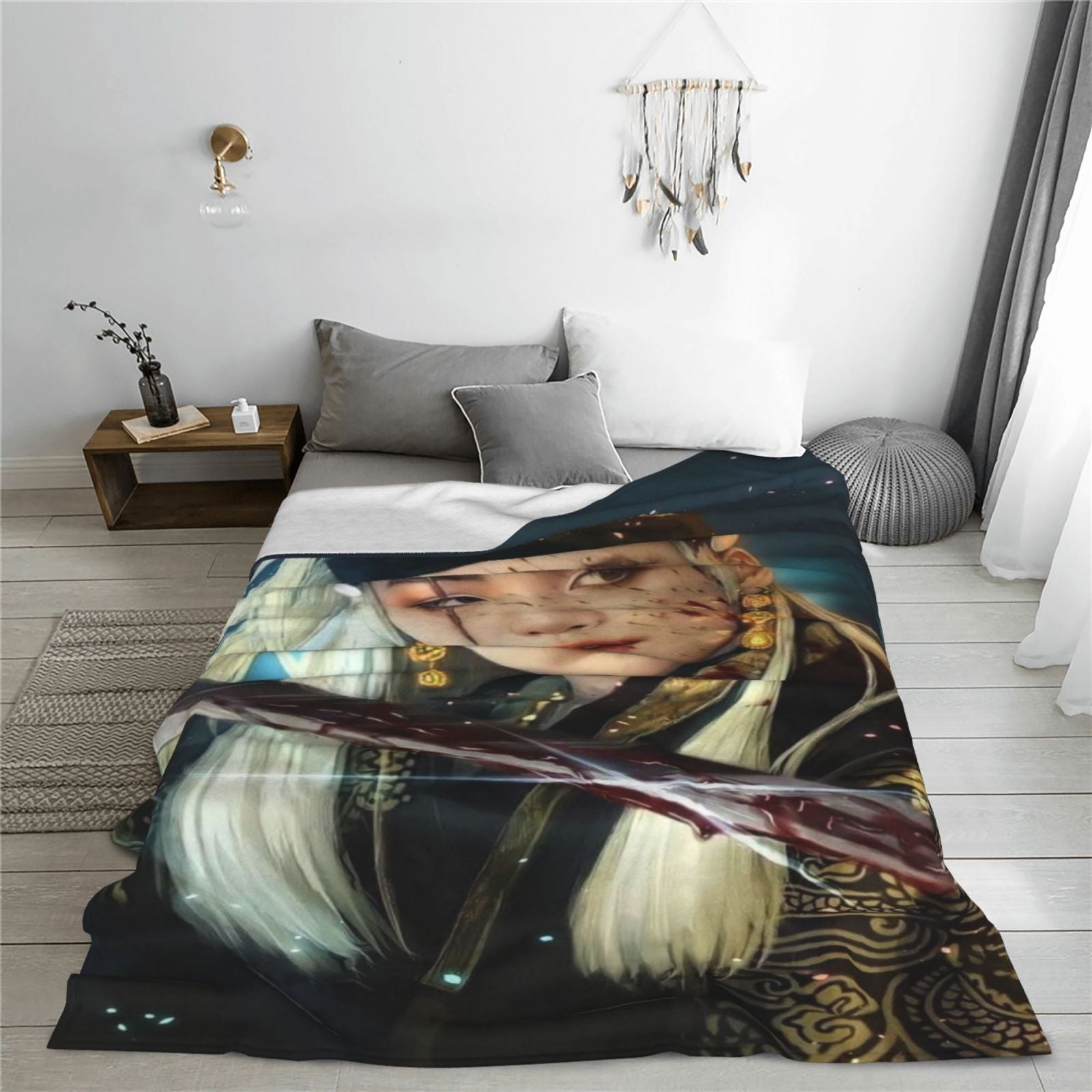 Vintage Kpop Idol Pattern Flannel Blanket for Snuggling Warm Cozy Gift