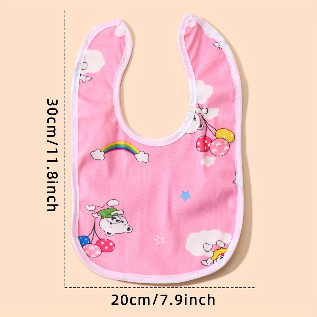 Baby Bib Soft Velvet U-Shaped Waterproof Feeding Bib with Snap Closure