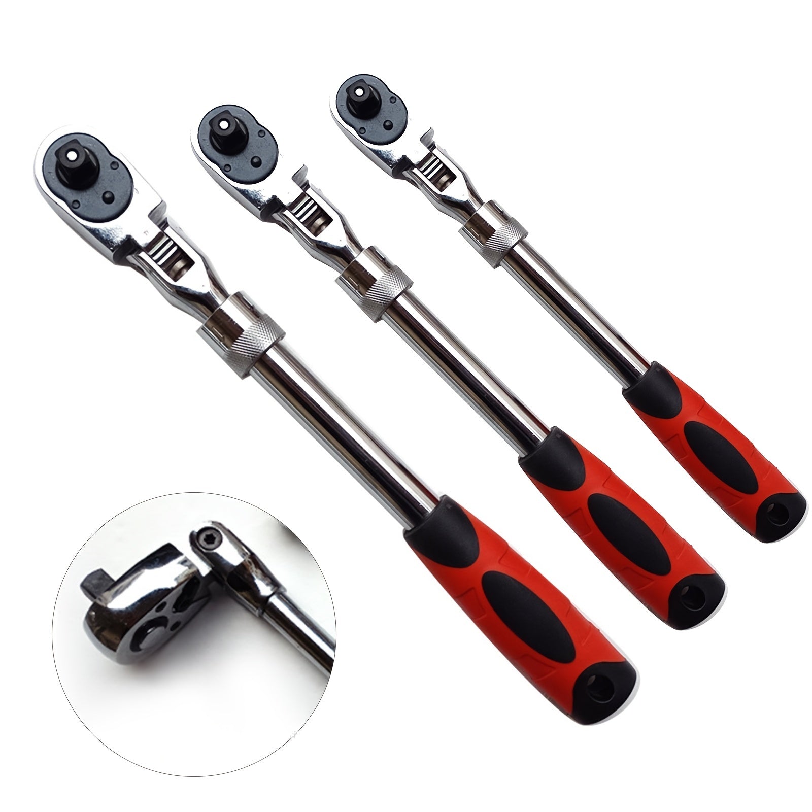 Universal Chrome Vanadium Steel Telescopic Head Ratchet Wrench 1/4 3/8 1/2 72-Tooth