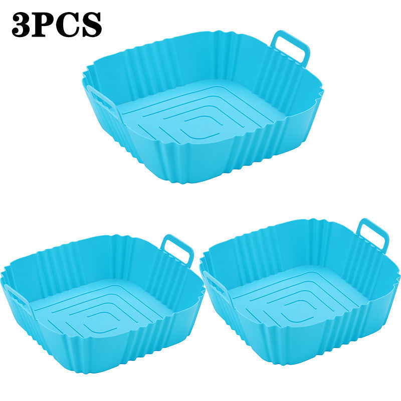 Set of 3 Non-Stick Silicone Air Fryer Baskets Food-Grade Oven-Safe Accessories