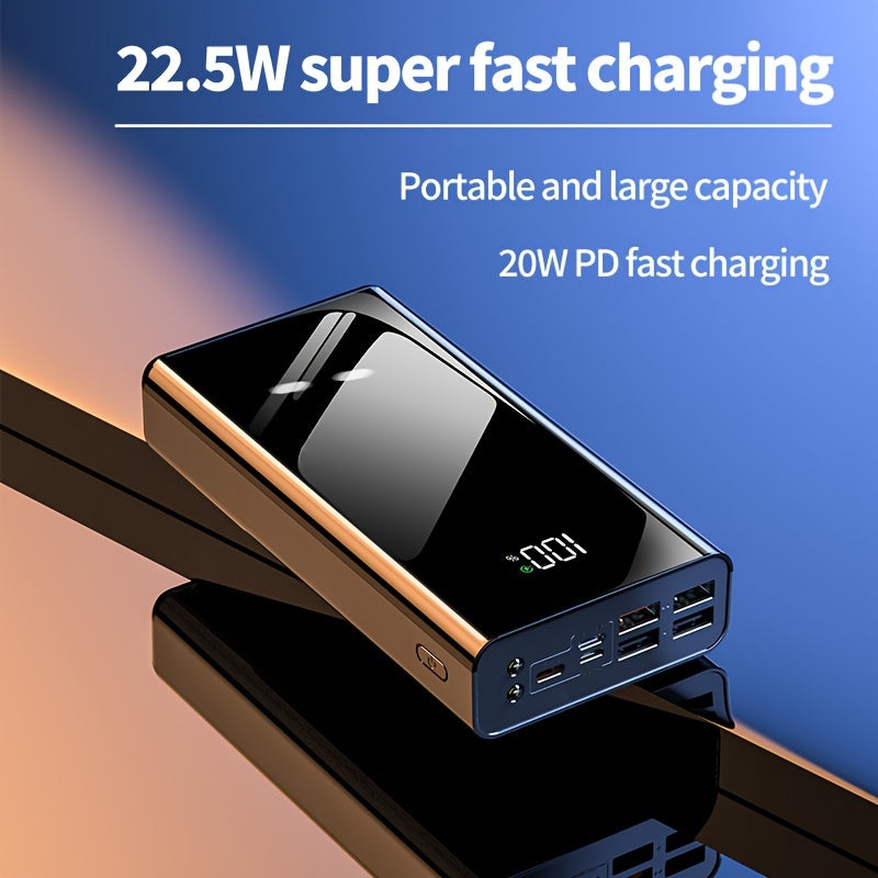 30000mAh Ultra-Thin Portable Power Bank Fast Charging LED Flashlight Compatible with iPhone Android Digital Devices