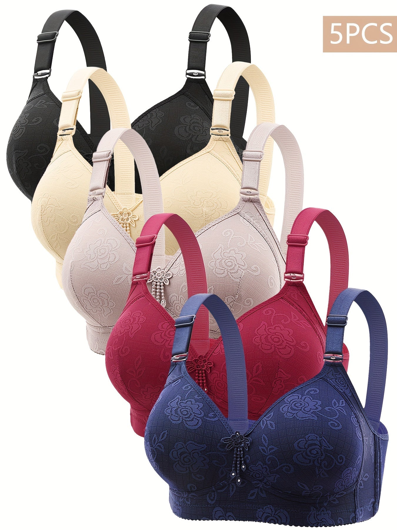 Women's Nylon Push Up Bras Wireless Non-Removable Padding Solid Color Knit Fabric