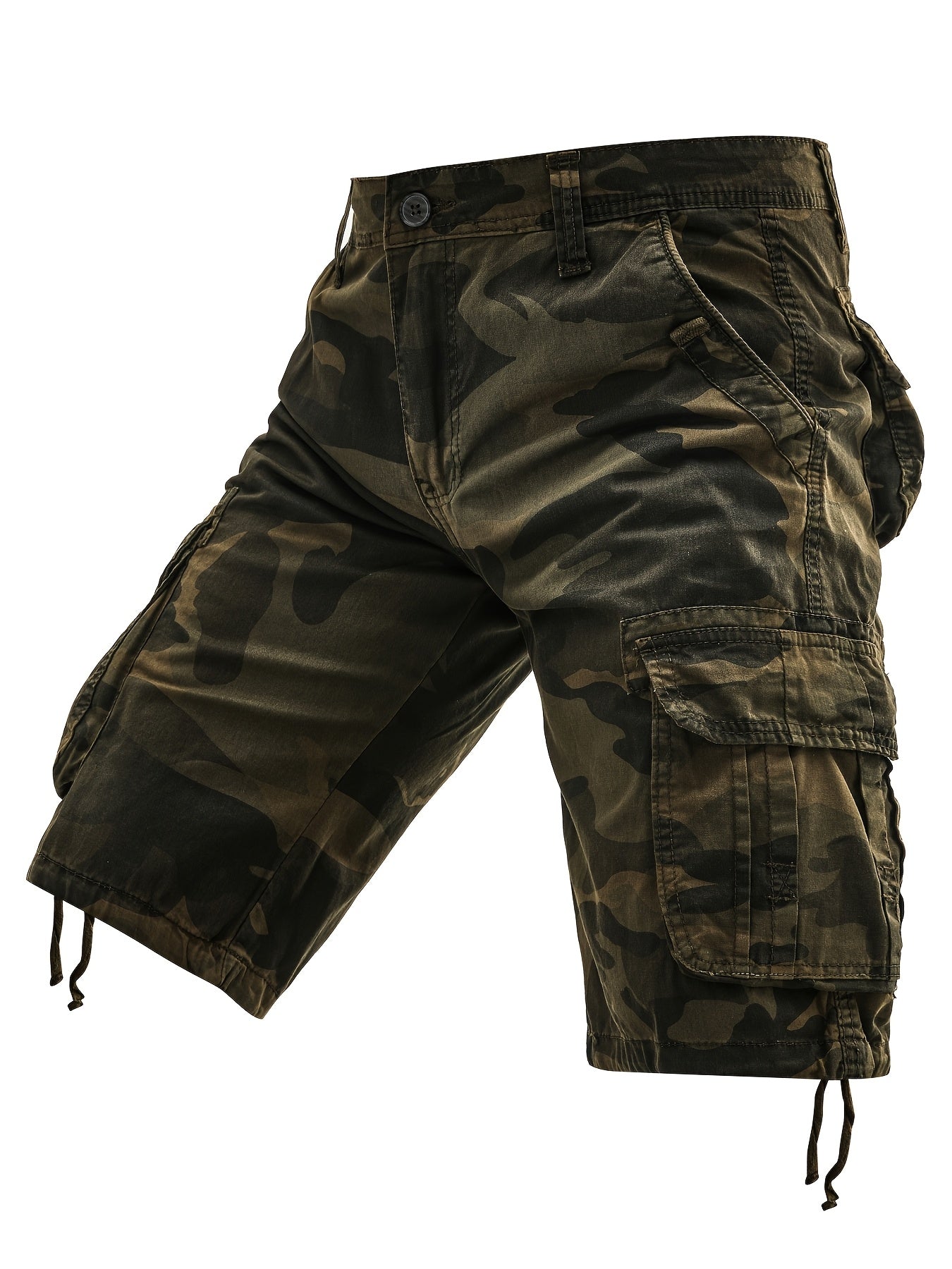 Men's Plus Size Cotton Camo Cargo Shorts Street Style Multi-Pocket Non-Stretch Fabric