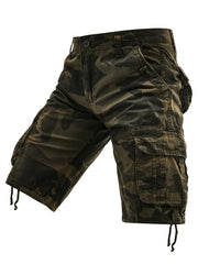 Men's Plus Size Cotton Camo Cargo Shorts Street Style Multi-Pocket Non-Stretch Fabric