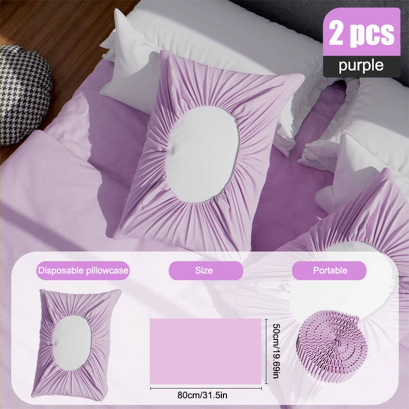 Disposable Pillowcases Set of 2 Light Purple Breathable Non-Woven 80cm x 50cm