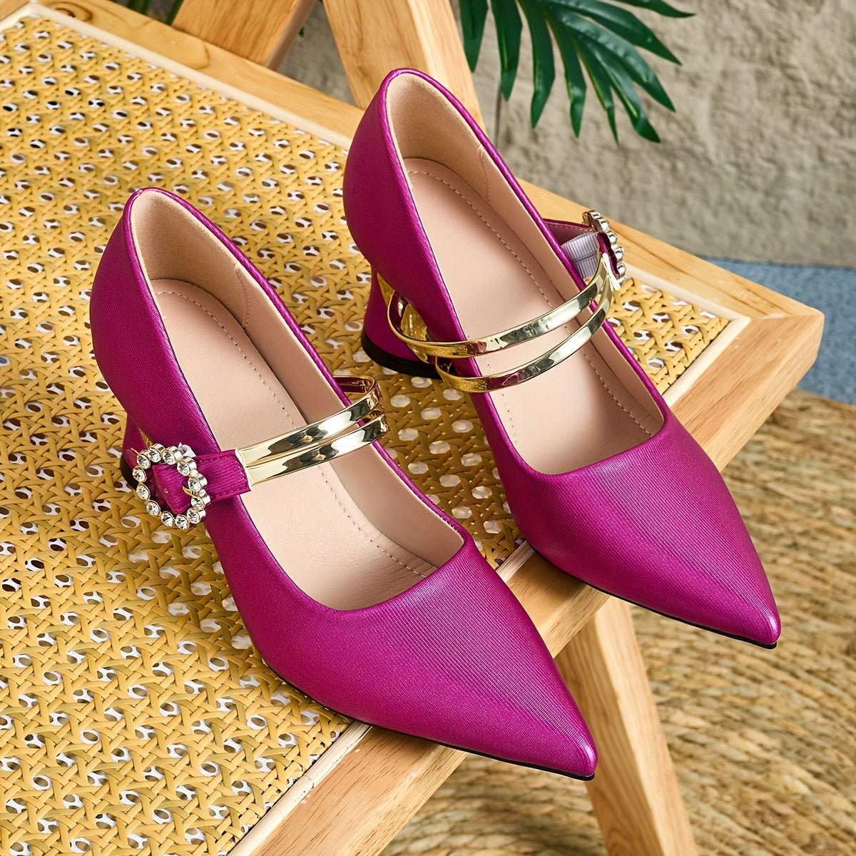 Ladies Casual Pointed High Heel Mules, Thick Heels, All-Match Style