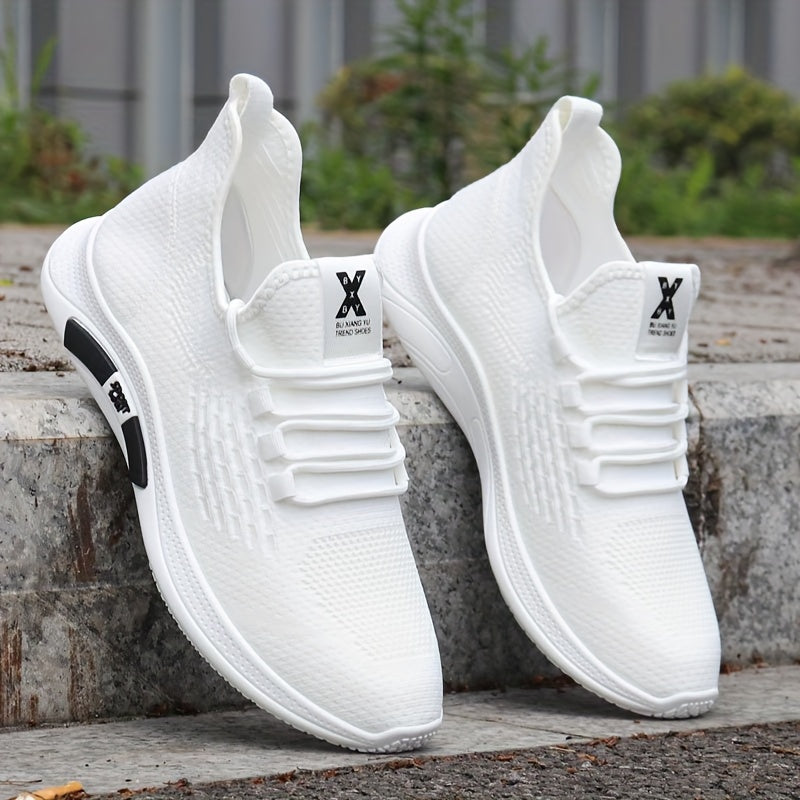 Men's Woven Slip-On Sneakers Breathable Soft Sole Casual Year-Round Workout