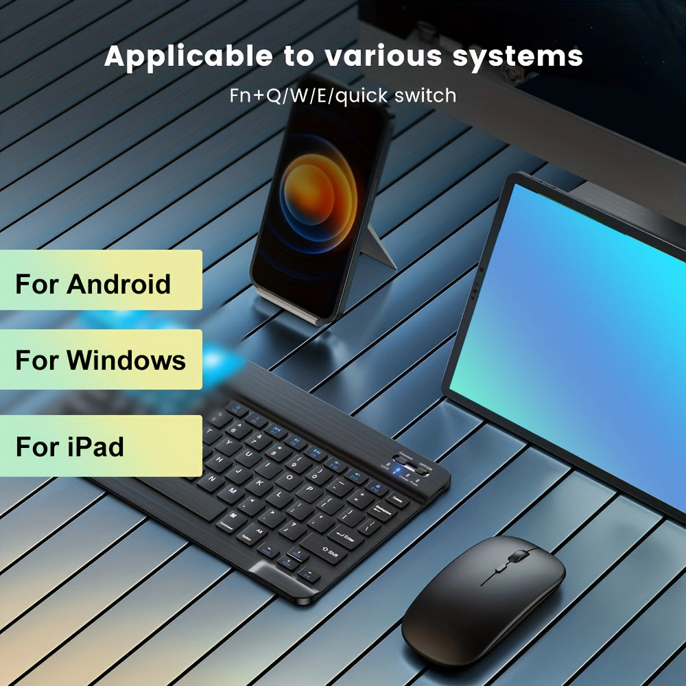 Portable Wireless Mini Keyboard and Mouse Combo with Rechargeable Battery and Optical Tracking