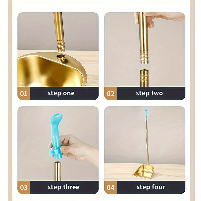 Stainless Steel Broom and Dustpan Set with Long Handle for Indoor Outdoor Cleaning