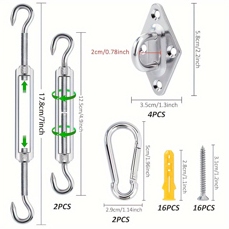 40pcs Stainless Steel Sunshade Awning Accessories Door Buckles Rhombus and Corner Clips