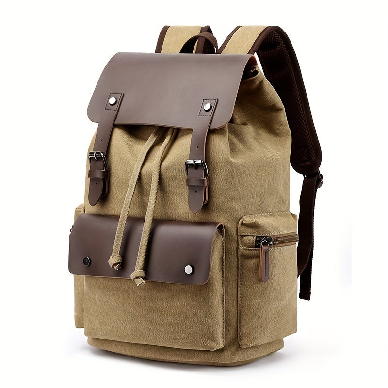 Retro Canvas Backpack for Students Travel and Business with Laptop Compartment