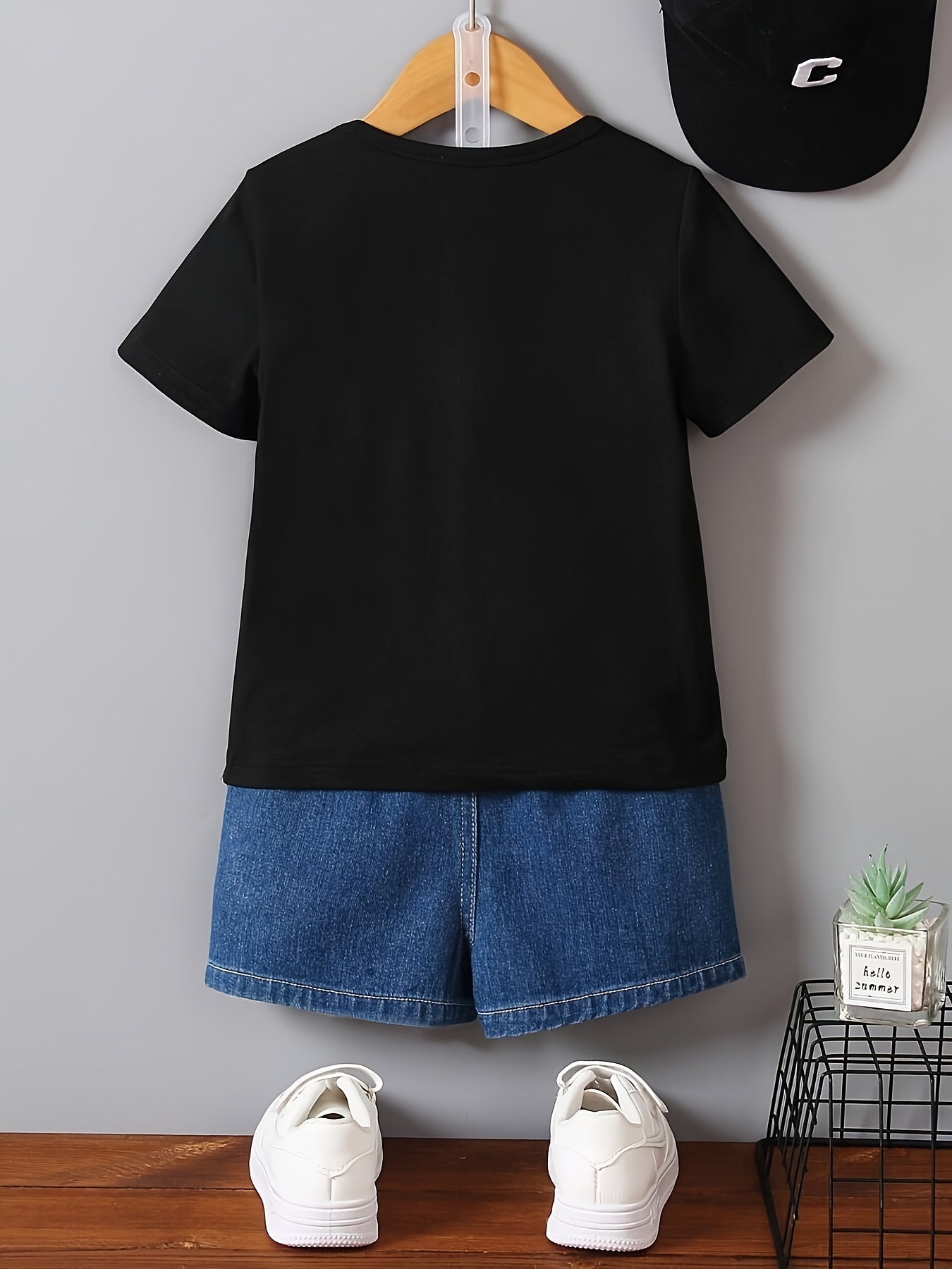 Boys' Casual T-Shirt for Kids Summer Solid Color Crew Neck Polyester