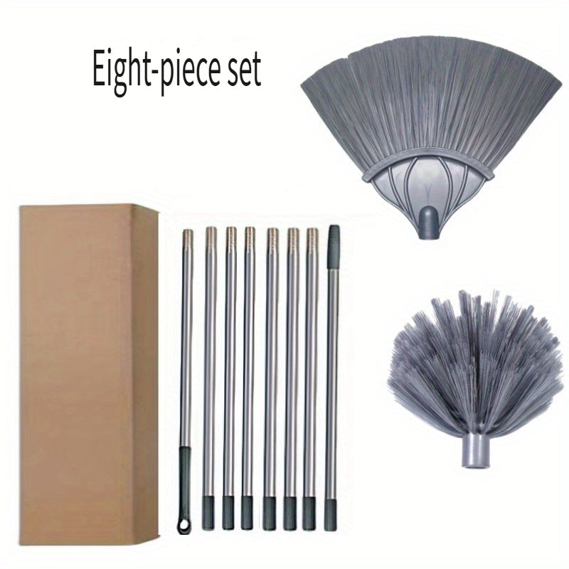 2-in-1 Window Cleaning Brush Set with Extendable 317cm Stainless Steel Pole