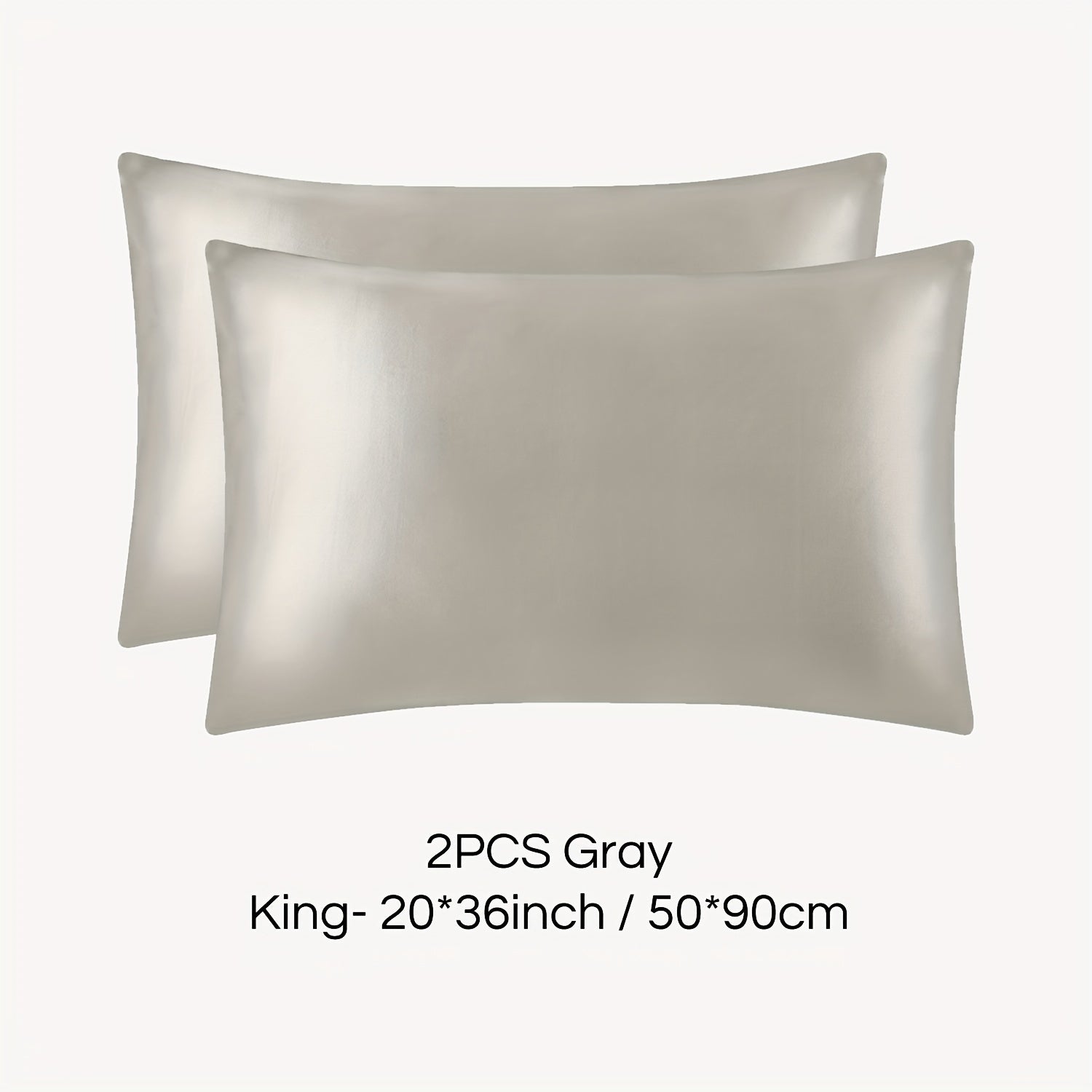 Set of 2 Mulberry Silk Pillowcases Hypoallergenic Satin Weave Solid Color Invisible Zipper Machine Washable Skin Hair Care