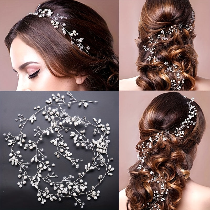 Elegant Fairy-Style Pearl and Braided Hairband for Bridal Wedding Accessories