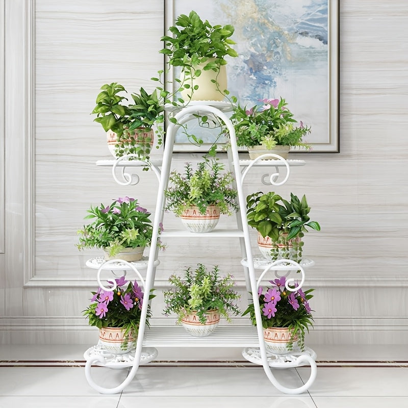 European-Style Metal Plant Stand with 9 Tiers Indoor Outdoor Flower Pot Rack