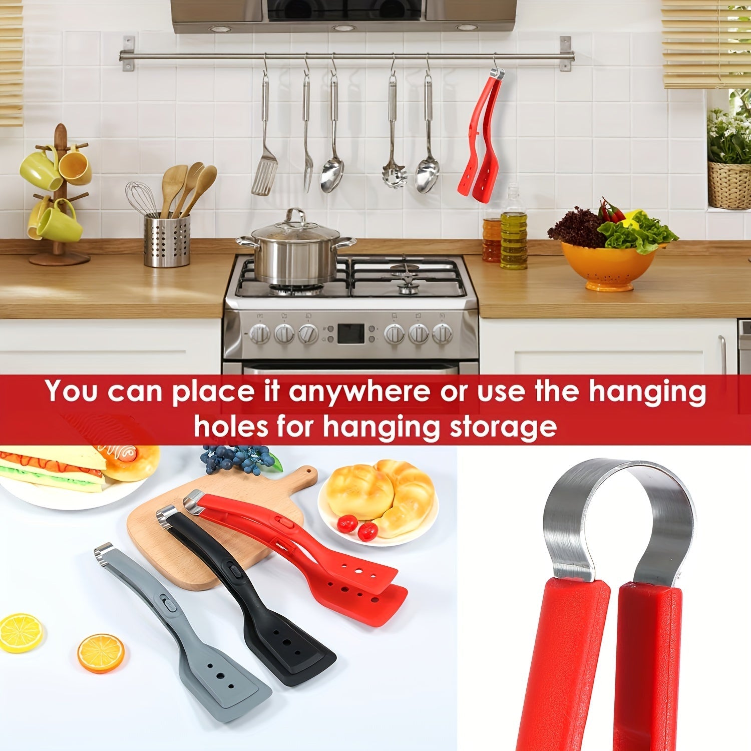 Многофункциональные кухонные щипцы из нержавеющей стали и силикона - прочные, термостойкие, регулируемые для барбекю, хлеба, рыбы, яиц, стейков, блинов и салатов - антипригарный кухонный инструмент