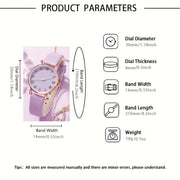 Ayollar uchun zargarlik to'plami, 5 ta qism, kvarts soat bilan, charm strap, an'anaviy moda aksessuarlari