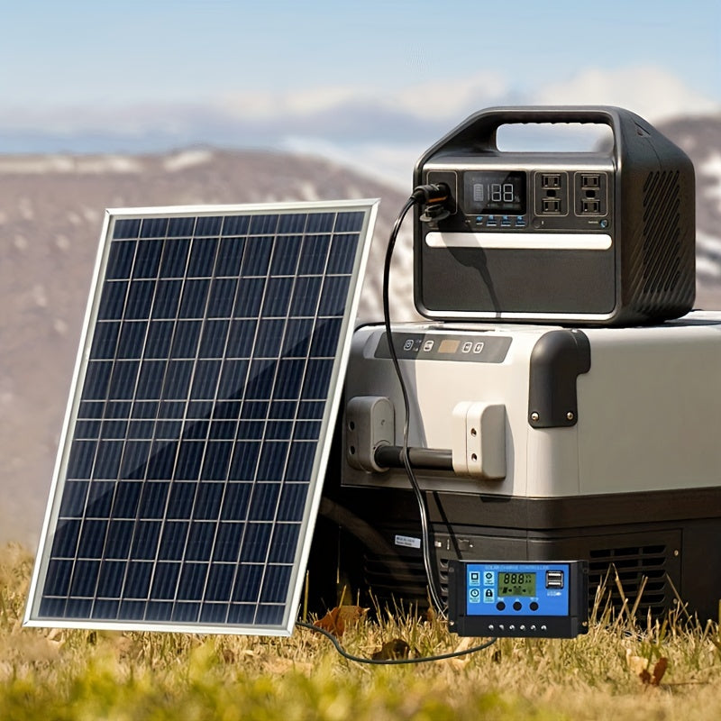 18V Portable Solar Panel Kit with USB and Controller for Camping and Outdoor Use