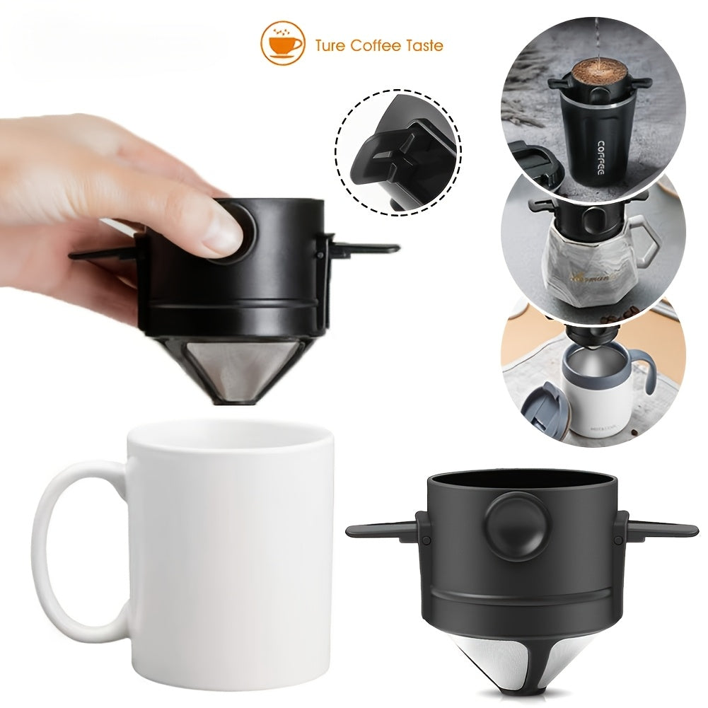 Stainless Steel Coffee Filter Portable Folding Hanging Ear Brew Funnel Cup