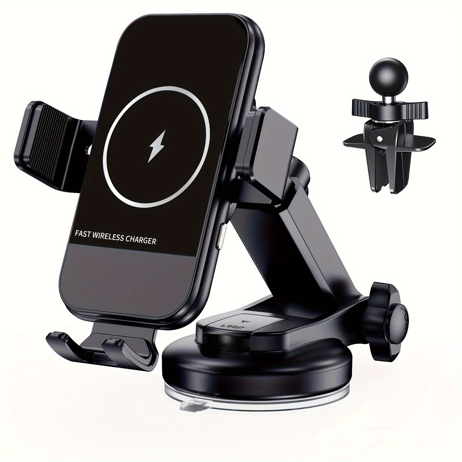 Cargador inalámbrico para coche 15W Qi de carga rápida con sujeción automática en el tablero soporte para teléfono material ABS