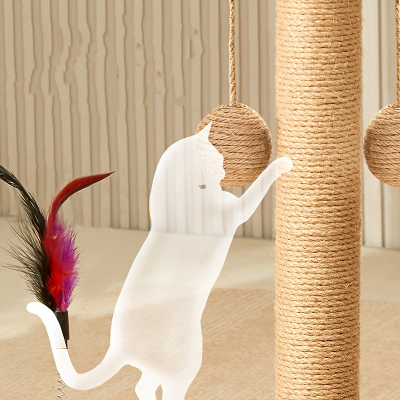 Interactive Cat Scratching Post with Rotating Tassels and Durable Polyester Fiber Scratch Board