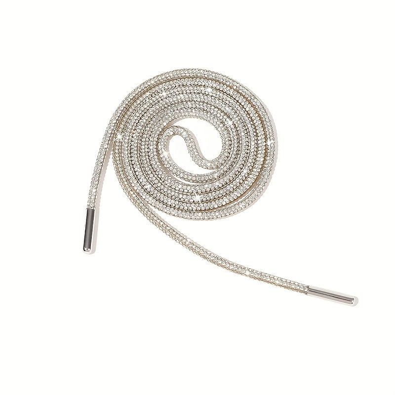 Unisex Rhinestone Shoelaces Solid Color Twist Ribbon DIY Shoe Accessories