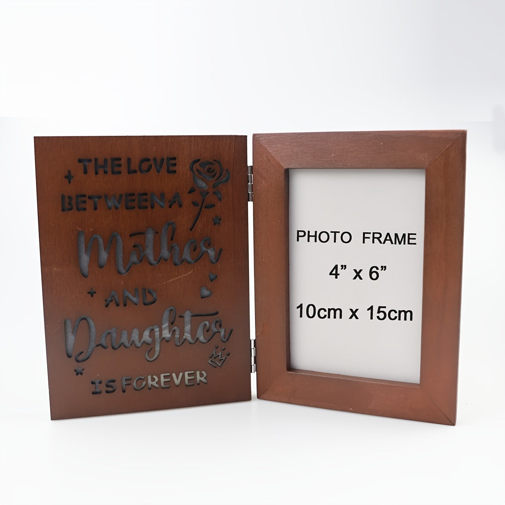 Engraved Wooden Photo Frame with LED Light 4x6 for Mother and Daughter Gift