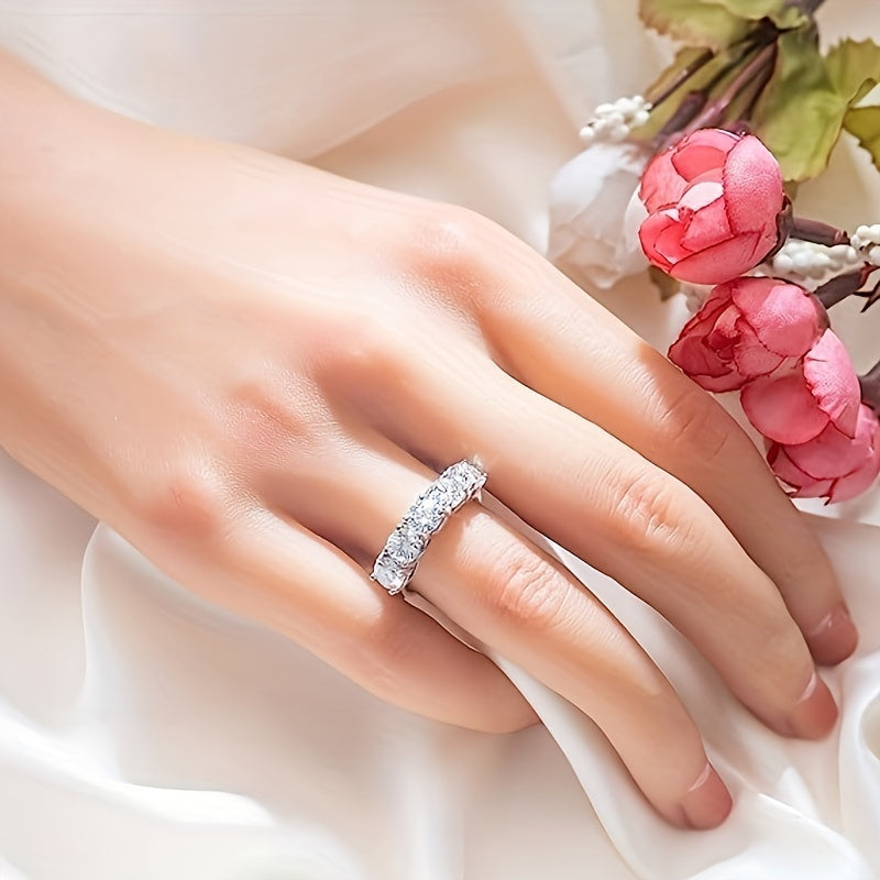 Moissanite Wedding Ring Silver 925 Unique Design Elegant Style Gift Box