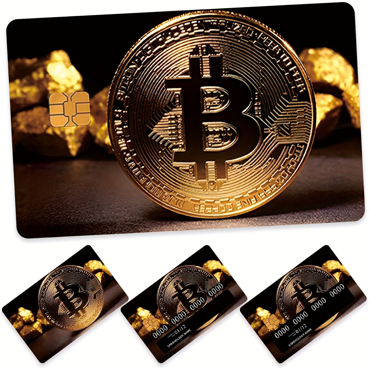 Bitcoin Themed Waterproof Self-Adhesive Credit Card Stickers Set of 4
